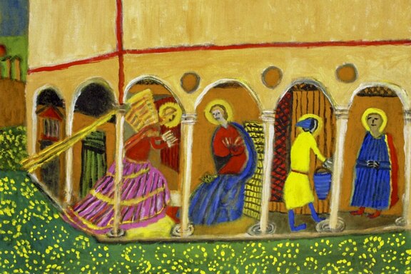 Ein Bild von Günter Stöckmann: dargestellt ist die biblische Szene der Verkündigung an Maria  