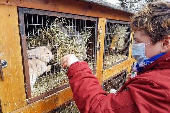 Die Kaninchenboxen waren eine der Stationen
