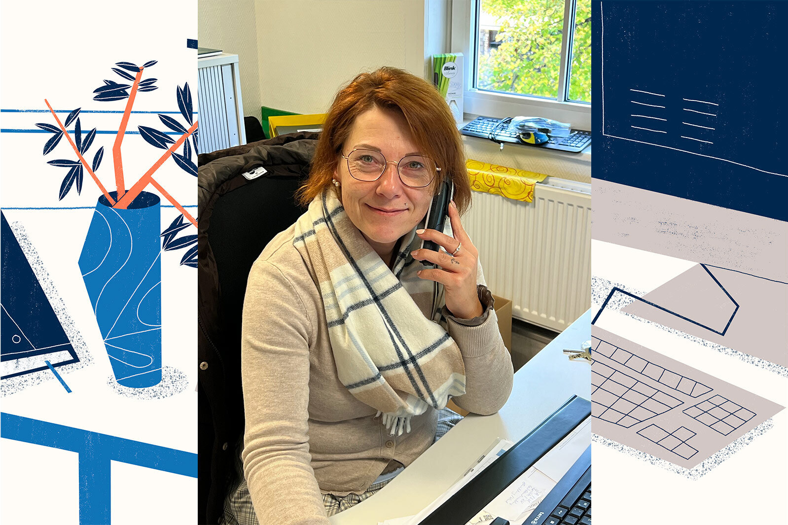 Birgit Kiene an ihrem schreibtisch