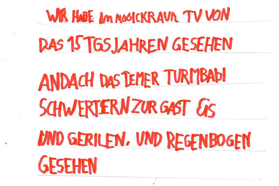 Die Teilnehmenden der Tagesstruktur haben ihre Erlebnisse aufgeschrieben