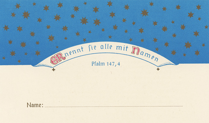 Die Mitgliedskarte für den Sternenbund mit dem Leitwort aus Psalm 147